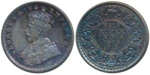 George V, Silver ½ Rupee, 1913, Bombay Mint (Prid 337). Nice toning, About Extremely Fine,