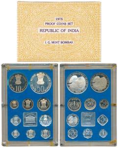 1975 Proof Set, Equality Development Peace, set of 10, 1 Paisa to Rupees 50. In immaculate