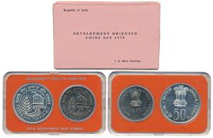 1978 Uncirculated Set, Food and Shelter For All, set of 2, Rupees 10 and 50. In near immac