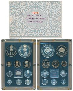 1979 Proof Set, Happy Child Nation’s Pride, set of 10, 1 Paisa to Rupees 50. Minor tear in