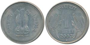 Cupro-Nickel Rupee, 2003, Hyderabad Mint Off-Metal Strike (OMS), struck on a Cupro-Nickel 