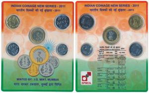 2011 Uncirculated Set, Indian Coinage new Series, set of 5, 50 Paise to 10 Rupees. In imma