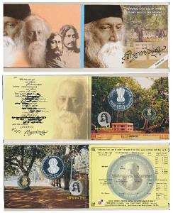 2011 Proof Set, 150th Birth Anniversary of Rabindranath Tagore, set of 2, Rupees 5 and 150