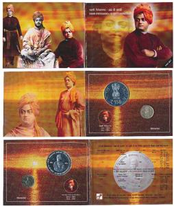 2013 Uncirculated Set, 150th Birth Anniversary of Swami Vivekananda, set of 2, Rupees 5 an