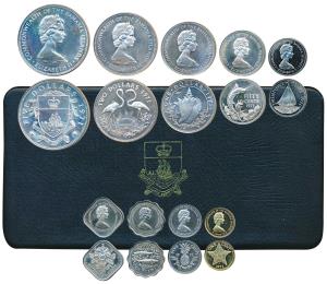 Bahamas, Elizabeth II, 1971 Proof set, Silver 1, 2 and 5 Dollars, and 50 cents, Cupro-Nick