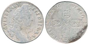 Great Britain, William III, Silver Shilling, 5.88g, rev. crowned cruciform arms, 1697 (KM 