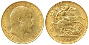 Great Britain, Edward VII, Gold ½ Sovereign, 4g, 1906 (KM 804). Very Fine+.