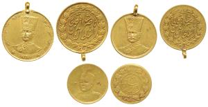 Iran, Nasir al-Din Shah, Gold 1 & 2 Toman, 2.9g &5.79g, AH 1297, (1880 AD); Ahmed Khan Gol