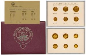 Kuwait, Jabir Ibn Ahmad, Proof Set, Gold 100, 50, 20, 10, 5 & 1 Fils, set of 6, OMS off me