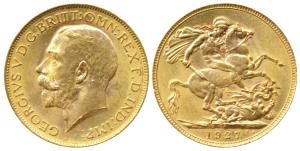 South Africa, George V, Gold Sovereign, 8g, 1927, ’SA’ mint mark for South Africa (KM 21).