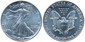 United States of America, Silver Dollar, 31.29g, 1990, Walking Liberty, (KM 273). Superb M