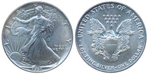 United States of America, Silver Dollar, 31.29g, 1991, Walking Liberty, (KM 273). Superb M