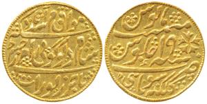 Gold Token, 6.2g, Kalkatta Sonapatti, RY 19, stylization that of Murshidabad Mint Mohur (f