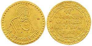 Sikh, Gold Token probably 20th century, 8.05g, obv. Guru Amar Dasji, rev. Ek Omkar with Gu