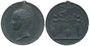 Victoria Coronation Medal, White Metal, obv. young bust of Victoria with Born May 24, 1819