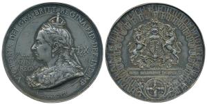 Queen Victoria Diamond Jubilee, White metal 77 mm, obv. matured bust of the Queen to left,