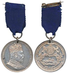 Edward VII Coronation Medal, Silver, obv. bust of the ruler to right, rev. coat of arms wi