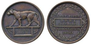 Army Rifle Association India, Copper, obv. Lioness with N.I.R.A. (North India Rifle Associ