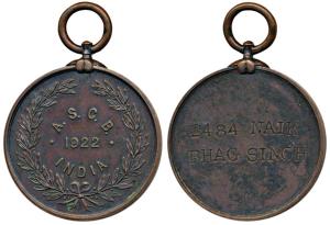 Army Sports Control Board, Copper Medal, obv. A.S.C.B. 1922, India within wreath, rev. 248
