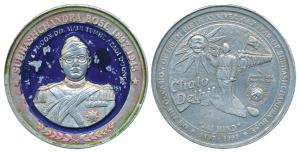 100th Birth Anniversary of Subhash Chandra Bose, 1897-1997, obv. bust of Bose in military 