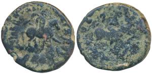 Indo-Scythians, Azes I (c. 60-50 BC), Copper Decachalkon, 18.83g, Hazara Mint, obv.king mo