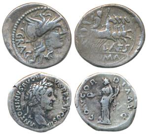 Roman Empire, Antoninus Pius (138-161 AD), Silver Denarius, Rome, obv. laureate bust of th