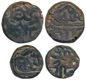 Akbar (AH 963-1014; 1556-1605 AD), Copper Dam and ½ Dam, 20.57g and 10.30g, Dar al Khilafa