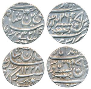 Muhammadabad Banaras Mint, Silver Rupee (2), in the name of Shah Alam II, AH 1221 and 1228