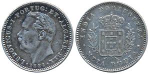 Goa, Luiz I (Ludwig), Silver ½ Uma Rupia / Rupee, 1881 (KM 312). About Extremely Fine.