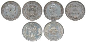 Silver Uma Rupia (3), Carlos I, 1904; Goa, 1912; 1935.Very Fine to About Uncirculated. (3)