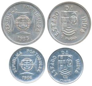Silver Rupia and ½ Rupia, 1935 and 1936 (KM 23 & 22).Uncirculated. (2)