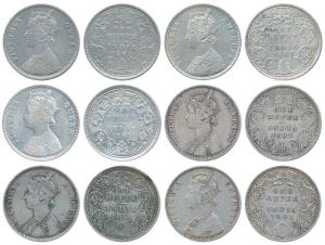 Victoria Empress, Silver Rupee, 1862(2), 1878, 1882, 1887, 1901. About Very Fine to Extrem