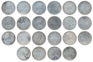 Victoria Queen and Empress, Silver Rupee (11), all different dates, 1862, 1875, 1877, 1878