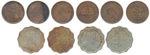 Victoria Empress, Copper 1/12 Anna, 1892, 1894, 1862; Edward VII, Copper Nickel 1 Anna, 19