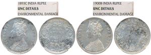 Victoria Empress, Silver Rupee, 1893, Calcutta Mint, C3 / I / C incuse (Prid 134);1900, Bo