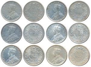 George V, Silver Rupee, 1913; 1914; 1915; 1916; 1919; 1920, all Calcutta Mint. Very Fine+ 