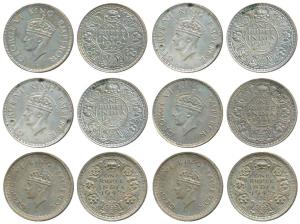 George VI, Half Silver Rupee, 1940 (2), 1941, 1942 & 1945, all Bombay Mint. Very Fine+ to 