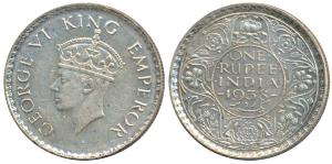 George VI, Silver Rupee, 1938, Bombay Mint, A / I / with dot, (Prid 234).Extremely Fine.