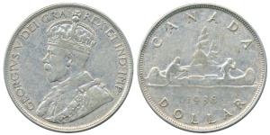 Canada, George V, Silver Dollar, 1936 (KM 31).Very Fine.