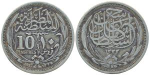Egypt, Silver 10 Piastre, 1917 (KM 319).Very Fine+, Scarce.