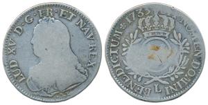 France, Luis XV, Silver Ecu, 27.9g, 1733 (KM 486.12). Fine.