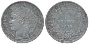 France, Silver 5 Francs, Republic issue, obv. Marienne to right, 1849 (KM 761.1).Very Fine