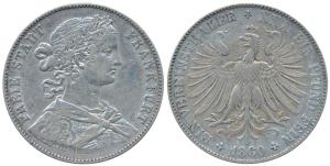 German States, Frankfurt, Silver Thaler, 18.52g, 1860 (KM 360).Very Fine+.