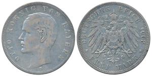 German States, Bavaria, Otto, Silver 5 Mark, 1903D (KM 915). Very Fine.