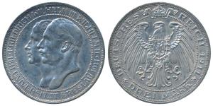 German States, Prussia, Wilhelm II, Silver 3 Mark, 1911A, Breslav University 100th Anniver
