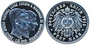 German States, Brunswick-Wolfenbüttel, Ernst August, Silver 5 Mark, 1915, Ernst August Wed