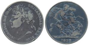 Great Britain, George IV, Silver Crown, 28.3g, 1822, St. George slaying a dragon (KM 680.1