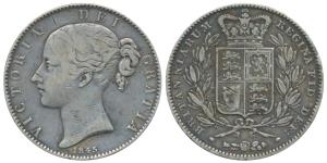 Great Britain, Victoria, Silver Crown, 28.g, 1844, obv. young head, rev. crowned arms with