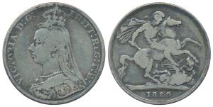 Great Britain, Victoria, Silver Crown, 28.2g, 1889, Jubilee head (KM 765). Fine, Rare.