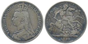 Great Britain, Victoria, Silver Crown, 28.2g, 1890, Jubilee head (KM 765). Very Fine, Rare